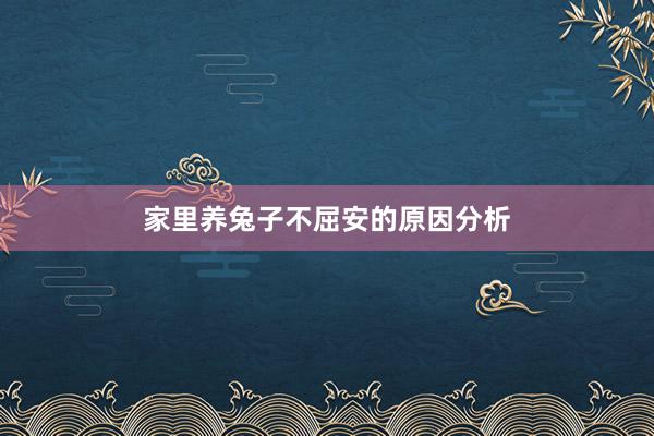 家里养兔子不屈安的原因分析