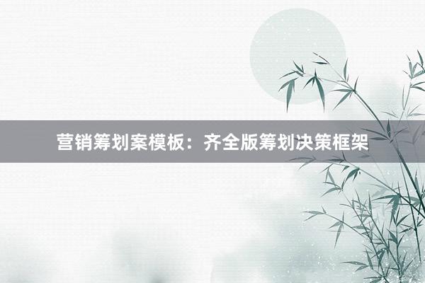 营销筹划案模板：齐全版筹划决策框架