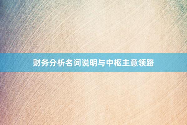 财务分析名词说明与中枢主意领路